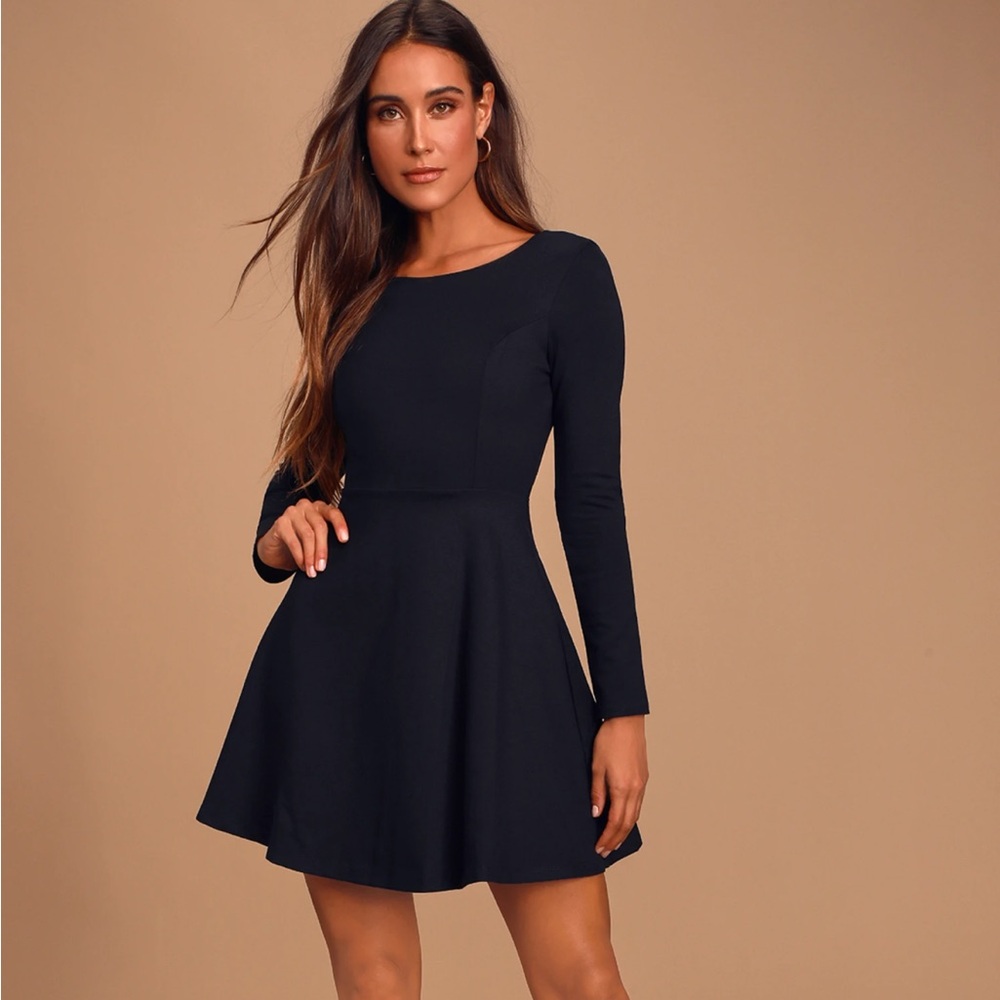 NWT Lulus Forever Chic Black Long Sleeve Dress SOLD OUT